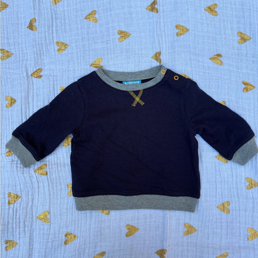 Lightning Bug Navy and Gray Kids Sweatshirt